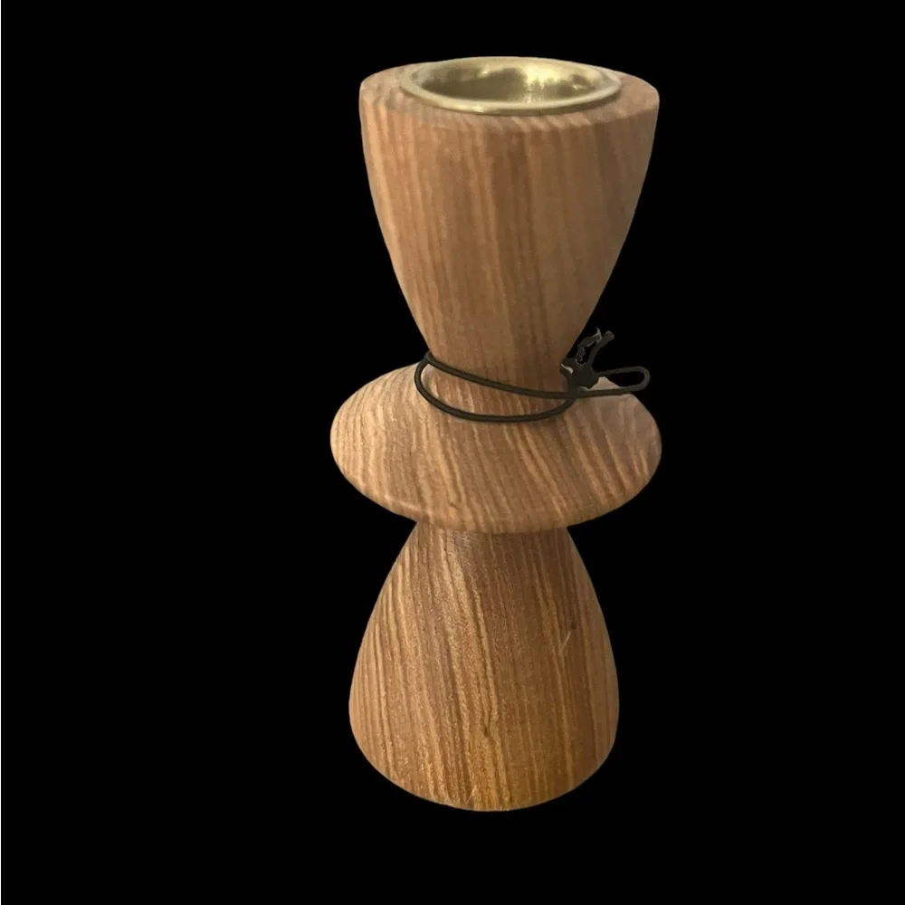 NWT West Elm Wood Taper Candle Stick Holder #2352 ~ Set of 2